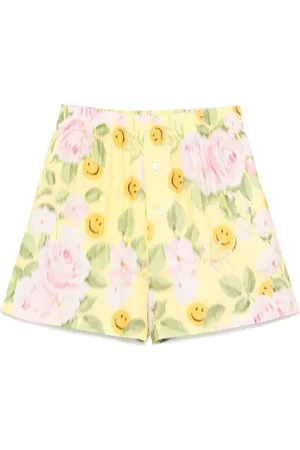 Moschino Shorts, Dame, Flerfarvet, S, Citron Gul Elastisk Talje Shorts
