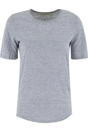 LE TRICOT PERUGIA Top, Dame, Blå, S, Uld, Stribet hør T-shirt til sommeren