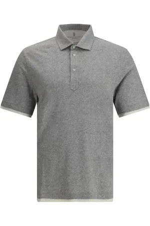 Brunello Cucinelli Top, Herre, Grå, XL, Elegant Polo Skjorte med Moderne Detaljer