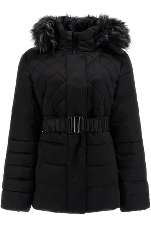 Guess Jakke, Dame, Sort, L, Uld, Belted Hooded Puffer Jacket