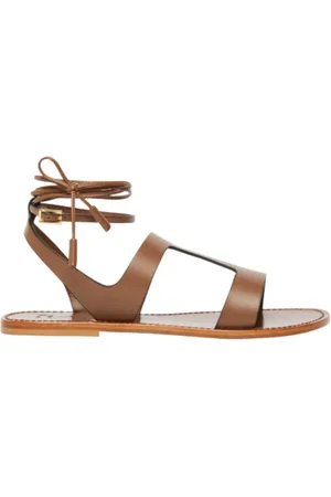Max Mara Sko, Dame, Brun, 37 EU, Læder, Brun læder Positano stil sandaler