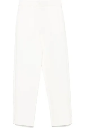 Emporio Armani Bukser, Dame, Hvid, XL, Hvide bukser med elastik i taljen og ankel lynlåse