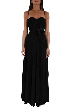 Elisabetta Franchi Kjole, Dame, Sort, XL, Polyester, Lang Jersey Lurex Kjole med Blomsterbroderi