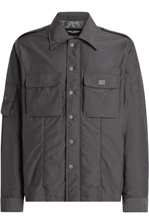 Dolce & Gabbana Jakke, Herre, Sort, L, Uld, Grå Parka med Gummiskilt