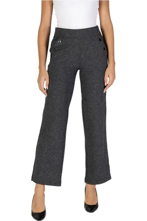Street one Bukser, Dame, Sort, 3XL L30, Uld, Sorte Bukser med Lommer Efterår/Vinter