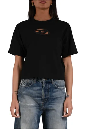 Diesel Top, Dame, Sort, XS, Bomuld, bomuldscropped t-shirt
