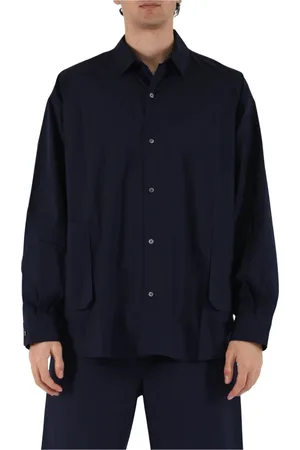 Roberto Collina Skjorte, Herre, Blå, XL, Bomuld, Bomuld Oversized Skjorte med Lommer