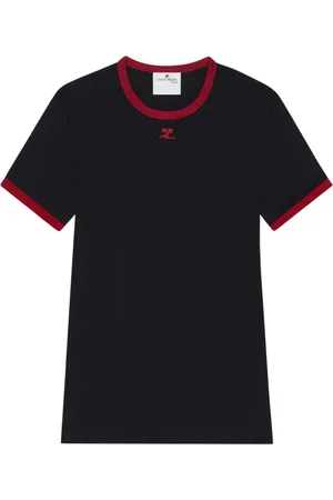 Courrèges Top, Herre, Sort, 2XL, Sort Crew Neck T-shirts og Polos