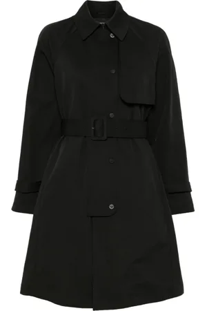 Emporio Armani Frakke, Dame, Sort, 2XS, Sort Bæltet Frakke Knivfold Design