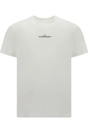 Maison Margiela Top, Herre, Hvid, M, Bomuld, Monogram Ribbet Bomulds T-shirt