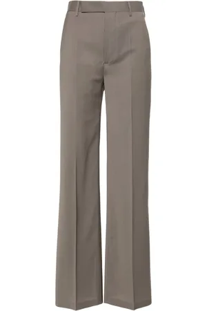 Rick Owens Bukser, Dame, Grå, 2XS, Uld, Straight-Leg Uldbukser i Grå