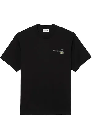 Lacoste Top, Herre, Sort, XL, Bomuld, Trykt Tennis Publikum T-shirt