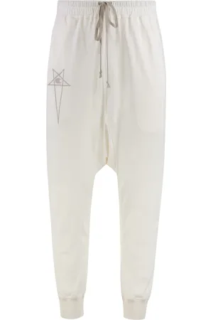 Rick Owens Bukser, Herre, Hvid, XS, Bomuld, Fangebomuldstrousers med logo