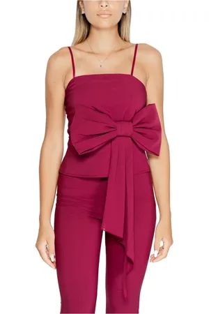 Rinascimento Top, Dame, Rød, M, Polyester, Bordeaux Zip-Up Strappy Top