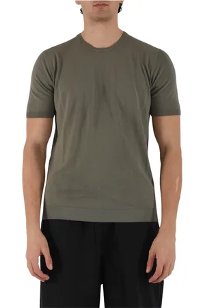 Roberto Collina Top, Herre, Grøn, L, Bomuld, Bomuld Crepe T-shirt med Ribbed Finish