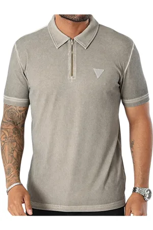 Guess Top, Herre, Grå, S, Polo Shirt med Lynlås