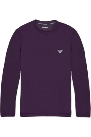 Emporio Armani Top, Herre, Lilla, M, Lilla Modal Skjorte Efterår/Vinter Kollektion