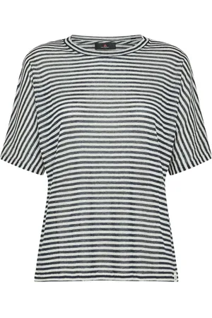 Peuterey Top, Dame, Hvid, L, Uld, Stribet Kimonoærme T-shirt