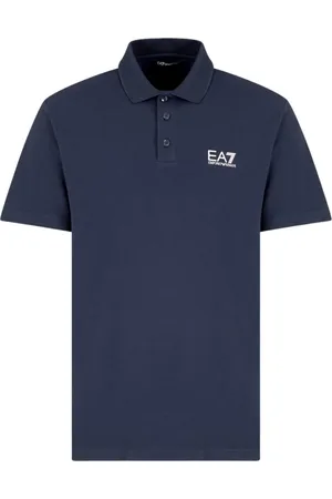 EA7 Top, Herre, Blå, M, Bomuld, Essentiel kortærmet bomuldspolo