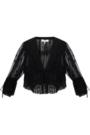 Chloé Bluser & Skjorter, Dame, Sort, S, Uld, Top med blomstermotiv