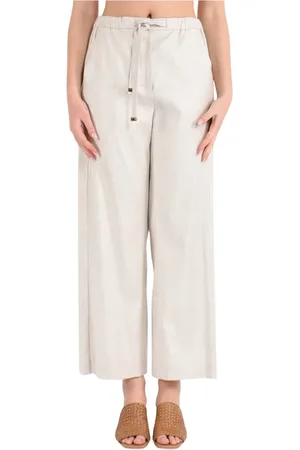 Max Mara Bukser, Dame, Grå, M, Linned, Snørelinnedbukser Lige ben