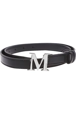 Max Mara Tilbehør, Dame, Sort, XS, Læder, Sort Læderbælte Gunmetal Spænde