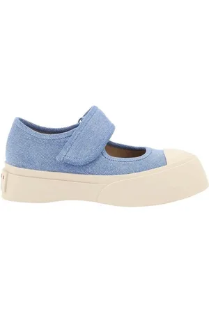 Marni Sko, Dame, Blå, 37 EU, Denim, Denim Stropløse Sneakers med Forstærket Tå