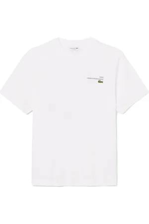 Lacoste Top, Herre, Hvid, M, Bomuld, Tennis Turnering Mængde Print T-shirt