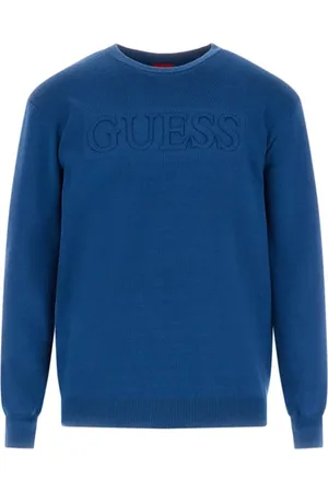 Guess Strik, Herre, Blå, XL, Uld, ML Logo Sweater