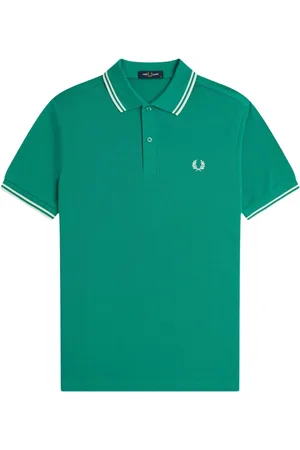 Fred Perry Top, Herre, Grøn, S, Bomuld, Stribet Trim Bomuld Polo Skjorte