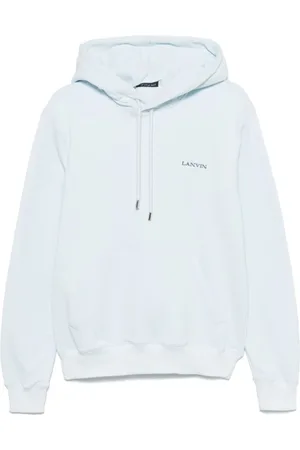 Lanvin Sweathshirts & Hoodies, Herre, Blå, M, Uld, Blå Hættetrøje med Logo Broderi