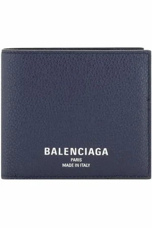 Balenciaga Tilbehør, Herre, Blå, ONE SIZE, Læder, Præget Monogram Bifold Pung