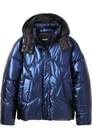 Desigual Jakke, Dame, Blå, 2XL, Uld, Blå Lynlås Jakke Kvinder Efterår/Vinter