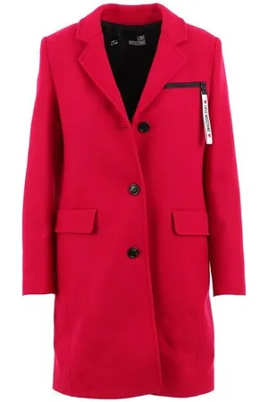 Moschino Frakke, Dame, Lyserød, S, Uld, Elegant Uldfrakke med Logo