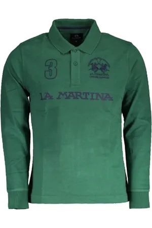 La Martina Top, Herre, Grøn, 2XL, Bomuld, Grøn Bomuld Langærmet Polo Skjorte