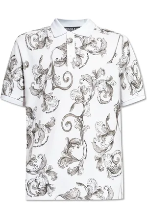 VERSACE Top, Herre, Hvid, M, Bomuld, Polo med Barocco print