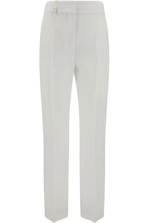Jacquemus Bukser, Dame, Grå, 3XS, Uld, Linnedbukser med guld lukning