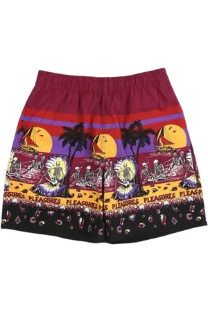 Pleasures Badetøj, Herre, Flerfarvet, M, Multifarvede strandshorts med sidelommer