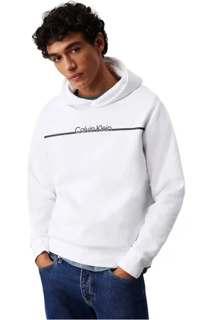 Calvin Klein Sweathshirts & Hoodies, Herre, Hvid, M, Bomuld, Logo Bomulds Hættetrøje