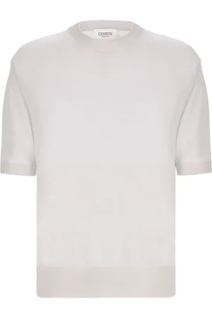LANEUS Strik, Herre, Hvid, L, Hvid Crew Neck T-shirt