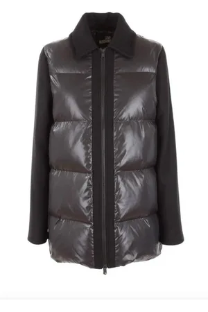 Moschino Jakke, Dame, Grå, XL, Grå jakke med sorte detaljer