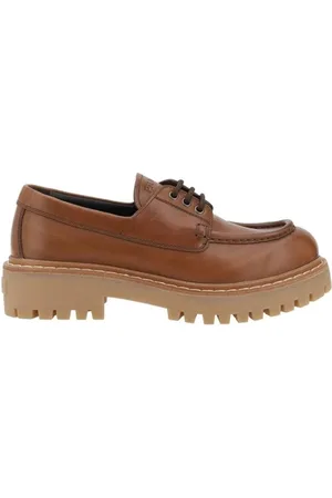 Prada Sko, Dame, Brun, 37 1/2 EU, Uld, Stilfulde læder loafers med snøre