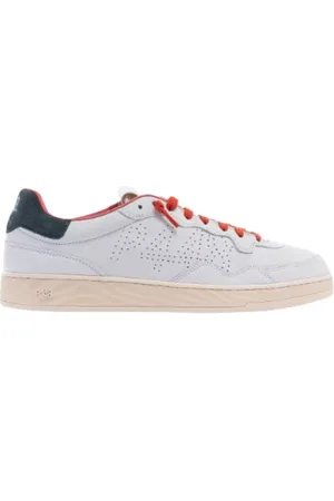 P448 Sko, Herre, Hvid, 42 EU, Læder, Hvide Lædersneakers med Gummisål