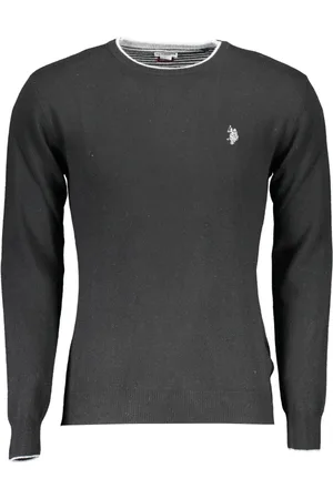 U.S. Polo Assn. Strik, Herre, Sort, XL, Uld, Sort Herre Sweater Langærmet Slim Fit