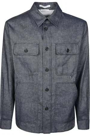 Paolo Pecora Skjorte, Herre, Blå, L, Bomuld, Linned Bomuld Denim Overshirt