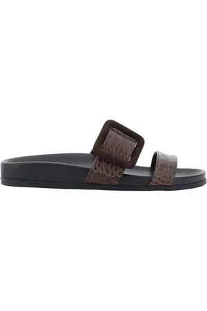 Manolo Blahnik Sko, Dame, Brun, 39 EU, Læder, Krokodillelæder Sandaler med Dobbeltremme
