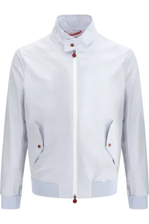 Kiton Jakke, Herre, Hvid, 3XL, Uld, Vandtæt jakke med dobbeltglidelås