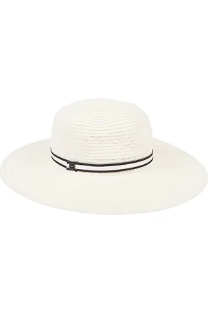 Borsalino Tilbehør, Dame, , M, Creme Straw Hat med Sort og Hvid Bånd