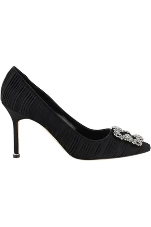 Manolo Blahnik Sko, Dame, Sort, 36 EU, Satin, Krystal spænde silkesatin pumper