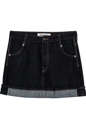 SEMICOUTURE Nederdel, Dame, Blå, W26, Bomuld, Mini Nederdel i Trendy Stil